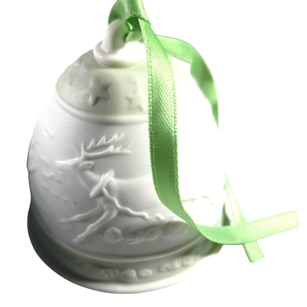 Christmas Bell Ornament Vtg Lladró 1988 Porcelain  With Original Box & Card